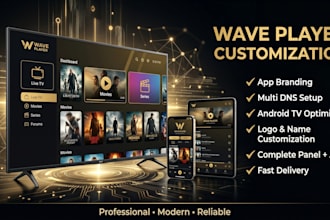 create a wave player  app, for smart TV and android TV app with logo, name