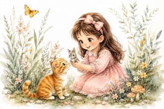 do children story book illustration watercolor picture book cover