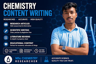 write chemistry articles, research summaries and educational content
