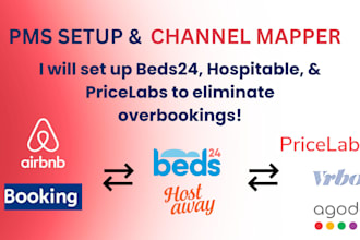 set up beds24, hospitable, or pricelabs and sync airbnb, booking, and vrbo