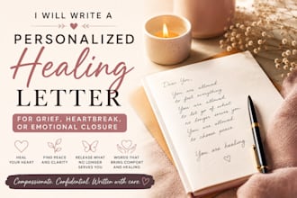 write a personalized healing letter for grief, heartbreak, or emotional closure