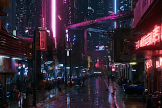 do cyberpunk scifi futuristic city for you