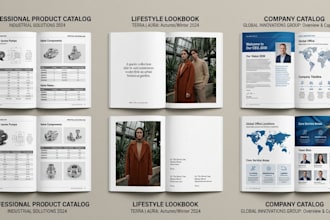design a professional product catalog, lookbook and company catalog