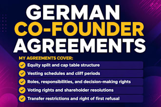draft a founder and shareholder agreement for your german startup