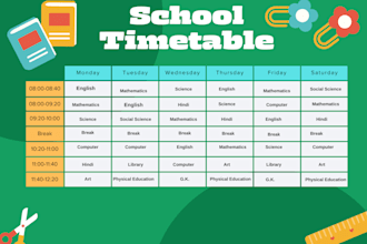 design professional school timetable, certificate and worksheet in canva