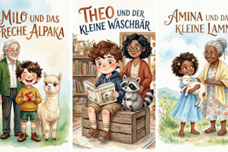 aquarell kinderillustration für kinderbuch geschichtenbuch illustration