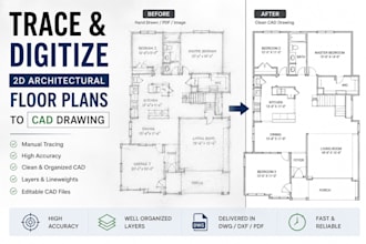 trace and digitize 2d floor plans to cad drawing
