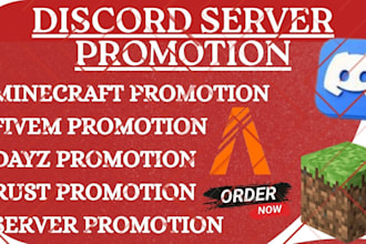 promote minecraft server, discord promotion, fivem game, rust, dayz, server