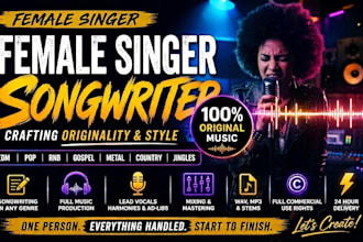 write, sing and produce edm, pop, jingles, gospel, rnb, metal and country music