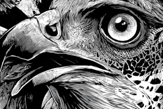 draw linocut illustration for t shirt design