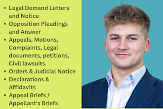 be your civil attorney in california and write lawsuits, appeals,motions,petions