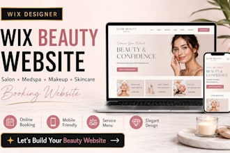 design redesign wix beauty websiste salon medspa makeup skincare booking website
