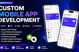 develop custom mobile app for android and ios mobile app with flutter