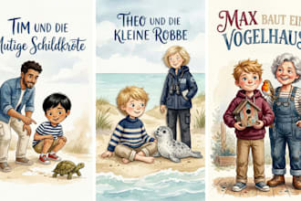 aquarell kinderillustration für kinderbuch und geschichtenbuch
