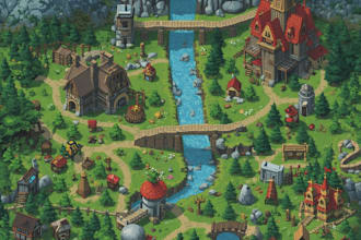 create retro pixel art tilesets, tilemaps rpg environments and platformer assets