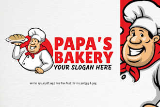 create a modern bakery logo for cakes, cookies and cafés