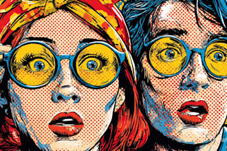 draw a cartoon illustration and pop art style
