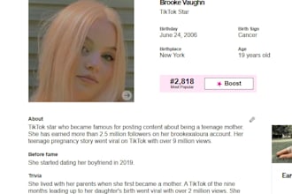 create a professional famous birthdays style profile