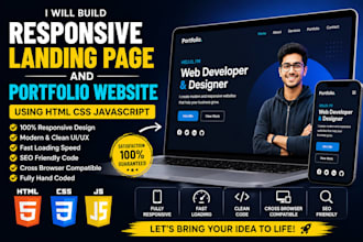 build landing page with HTML CSS js  frontend developer
