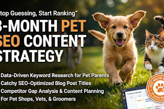 create a 3 month SEO content strategy and calendar for your pet business