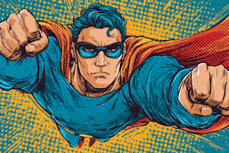 illustrate a superhero pop art portraits