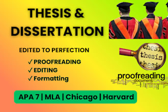 proofread, edit and format your dissertation or thesis in apa 7 style