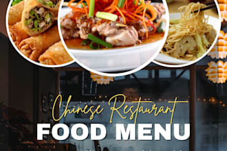 design a modern and attractive restaurant food menu