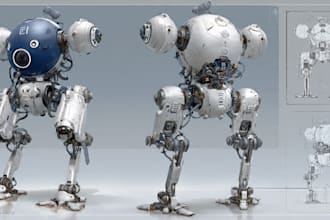 design sci fi mecha and robot concept art