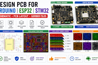 design pcb for arduino esp32 or stm32 with schematic and gerber files