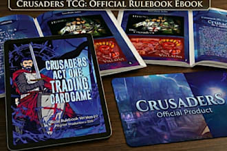 design professional ebook, game rulebook, PDF guide, and digital workbook