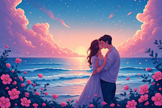 illustrate fairytale romance scenes for childrens and romance books
