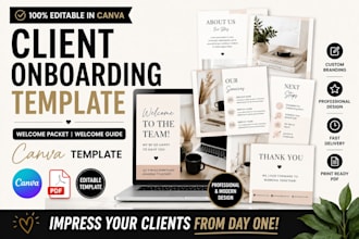 design client onboarding template, welcome packet canva kit