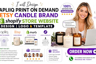 setup apliiq print on demand etsy candle brand shopify store website design