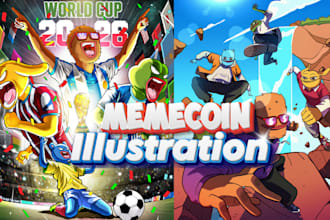 design meme art and draw funny viral meme coin illustrations