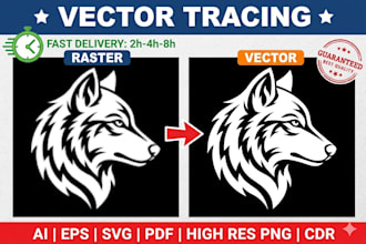manually vector trace, redraw logo, and convert image to vector
