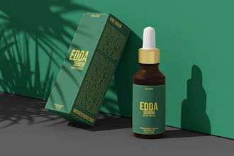 design skincare serum packaging, blender cosmetic label mockup, bottle render