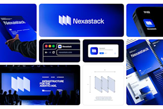 design modern minimalist saas, tech startup and software logo with branding kit