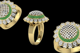 create a vintage diamond engagement ring cad model and stl file
