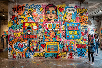 create graffiti pop art canvas designs and murals