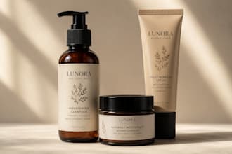 cosmetic packaging and product label for skincare and beauty brands