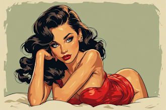draw retro pin up girl artwork