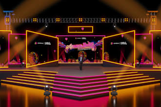 do 3d event stage lighting, podium, dmx, event concert, 3d sound staging design