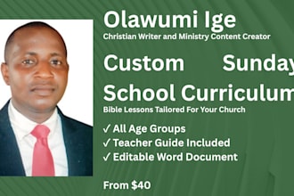 write custom sunday school curriculum for your church
