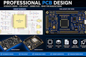 design pcb and circuit schematic, ready for manufacturing and prototyping