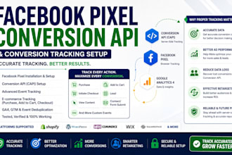 set up facebook pixel, conversion API and conversion tracking