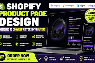 design shopify product page and landing page pagefly gempages replo expert