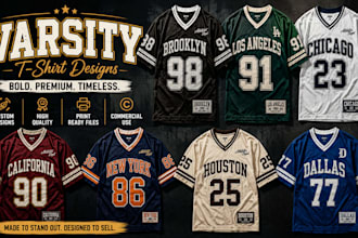 design custom varsity t shirt designs for clothing brands and streetwear