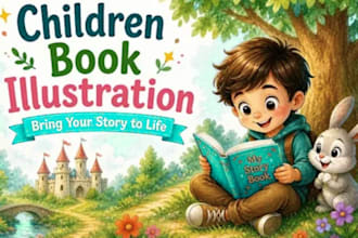 illustrate children book, storybook characters, picture book, KDP amazon art