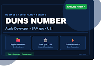 get your d u  n s number, fix apple developer or sam entity matching errors