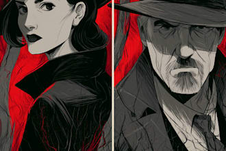 draw noir, horror and dark comic book art and illustrations